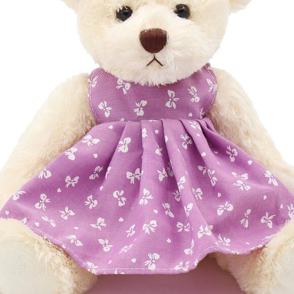 10"Oitscute Dot Purple Small Teddy Bear with Cloth Stuffed Animal Soft Plush Toy - Picture 4 of 4